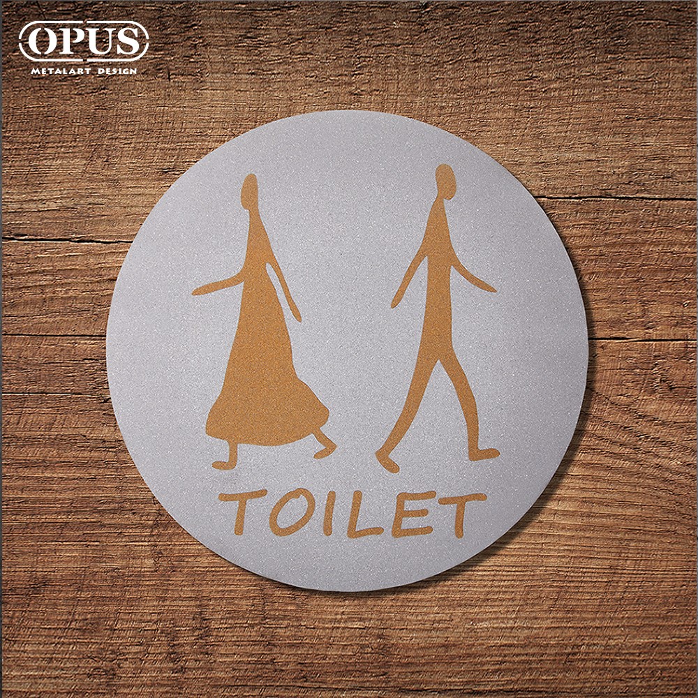 歐式鐵藝-廁所標示牌-圓形款TOILET《邂逅_不鏽鋼》 戶外WC 洗手間指示牌【OPUS東齊金工】SB-to02(S)