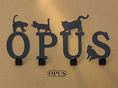 OPUS歐式鐵藝-壁飾掛勾 當貓咪遇上字母 經典黑 造型掛鉤無痕