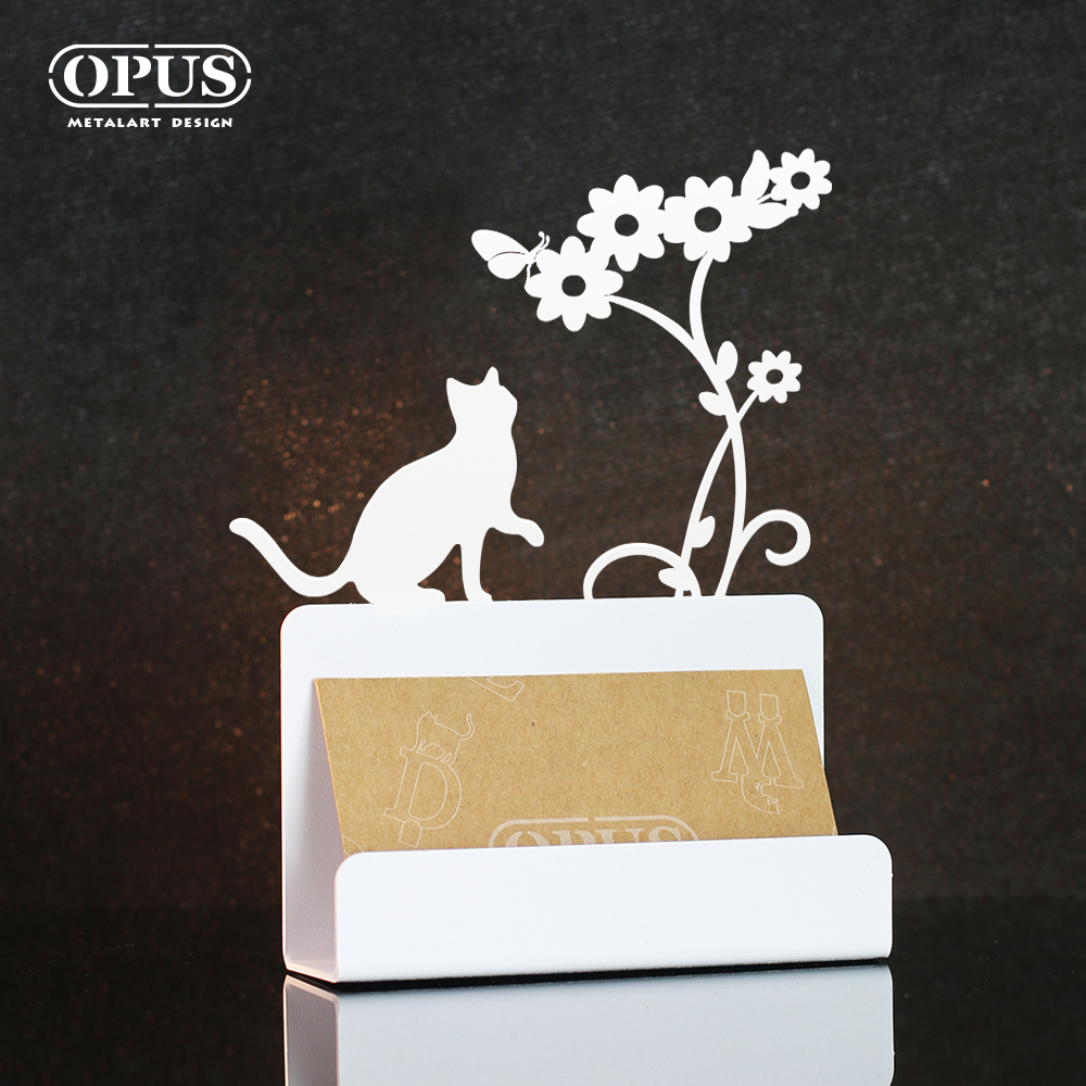 OPUS東齊金工 歐式鐵藝 貓咪名片座 高級名片架 會展用品 金屬商務名片盒 CA-ca02